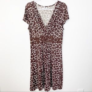 Worthington Brown/White V-Neck Dress